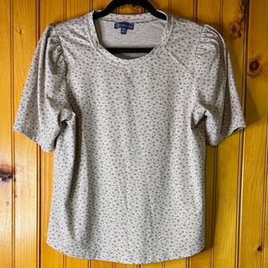 Democracy Cream Patterned Short Sleeve Top
